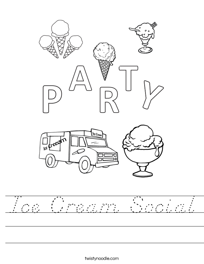 Ice Cream Social Worksheet