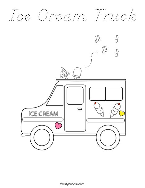 Download Ice Cream Truck Coloring Page - D'Nealian - Twisty Noodle