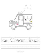 Ice Cream Truck Handwriting Sheet