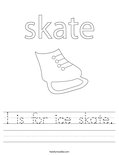 I is for ice skate. Worksheet