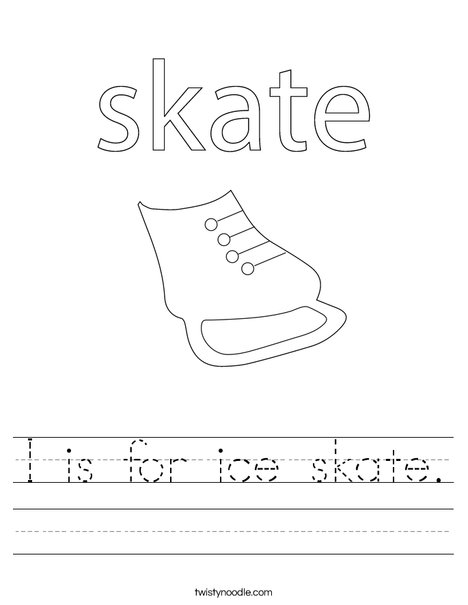 I is for ice skate Worksheet - Twisty Noodle