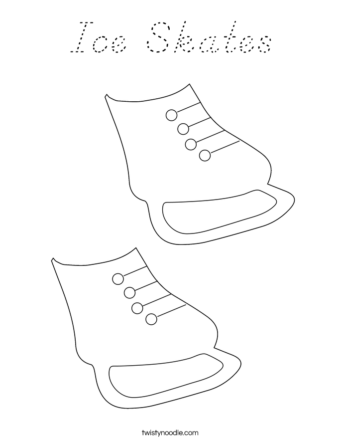 Ice Skates Coloring Page - D'Nealian - Twisty Noodle