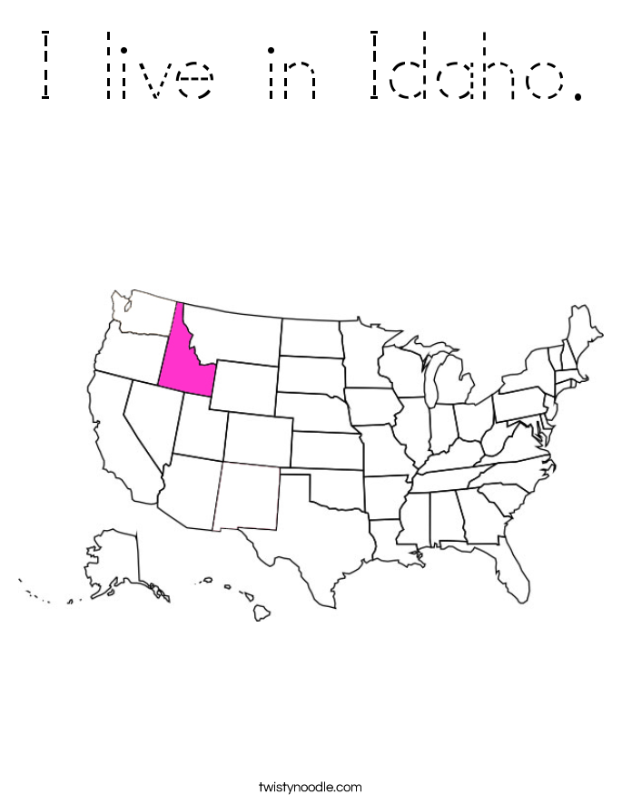 I live in Idaho. Coloring Page
