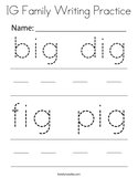 IG Family Writing Practice Coloring Page
