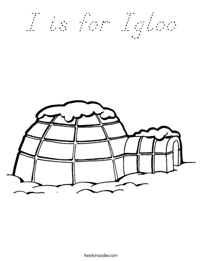I is for Igloo Coloring Page