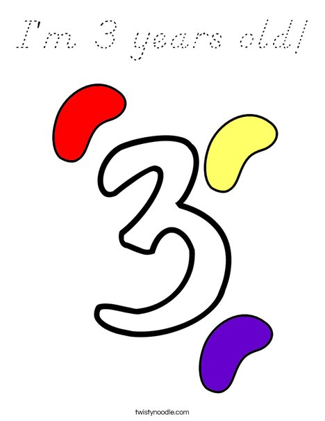 I'm 3 years old!  Coloring Page