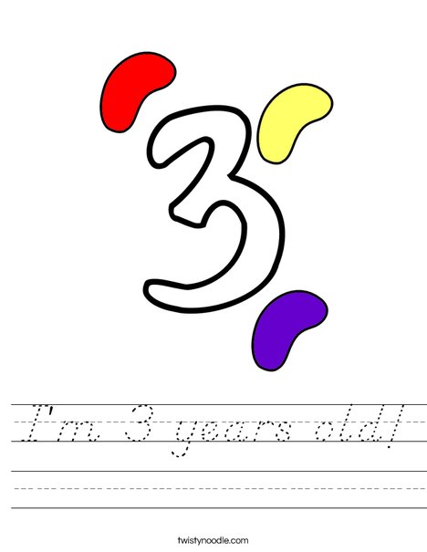 I'm 3 years old!  Worksheet