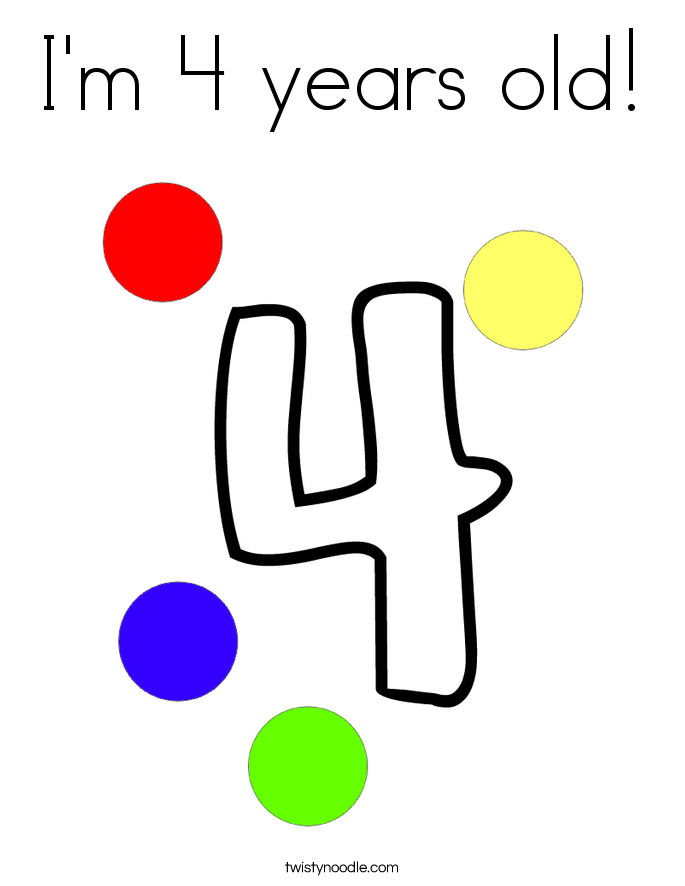 I'm 4 years old! Coloring Page