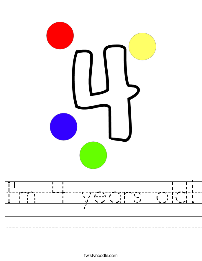 I'm 4 years old! Worksheet