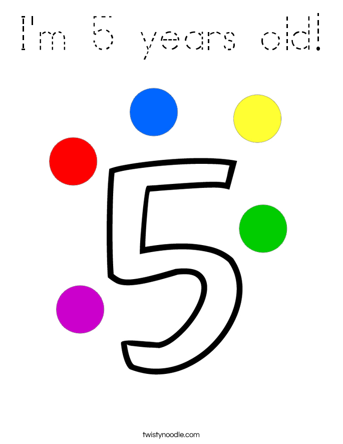 I'm 5 years old! Coloring Page