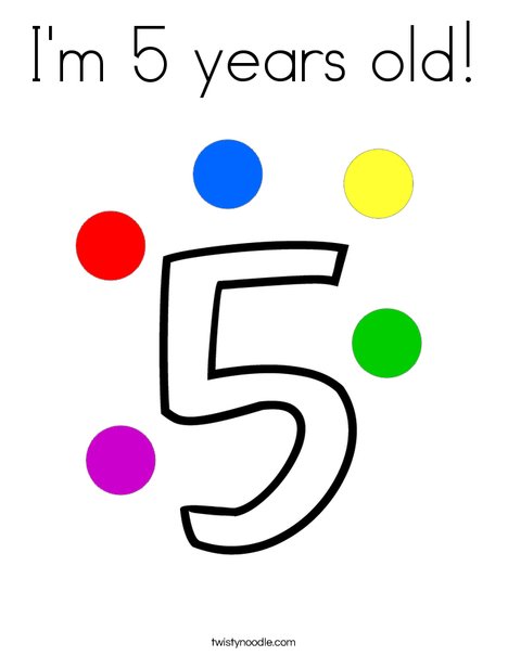 I'm 5 years old! Coloring Page