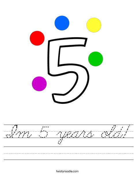im 5 years old worksheet cursive twisty noodle
