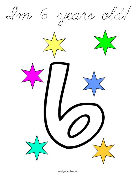 I'm 6 years old! Coloring Page