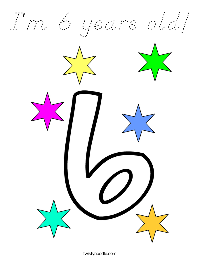 I'm 6 years old! Coloring Page