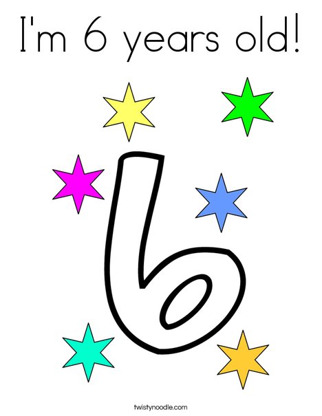 I'm 6 years old! Coloring Page