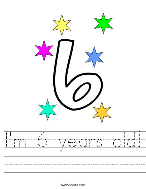 I'm 6 years old Worksheet - Twisty Noodle