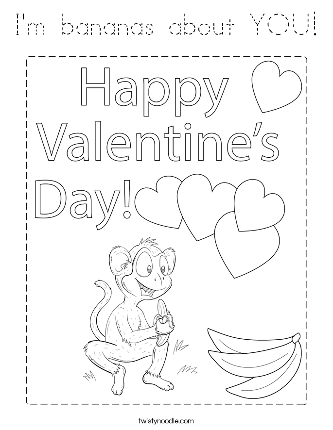 I'm bananas about YOU! Coloring Page