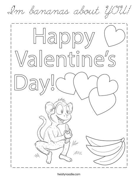 I'm bananas about you! Coloring Page