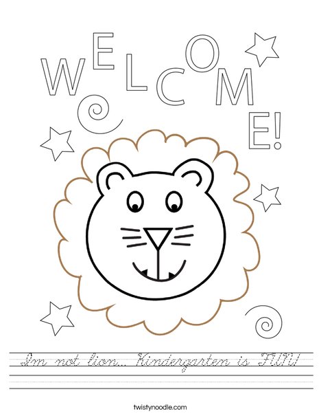 I'm not LION... Kindergarten is Fun! Worksheet