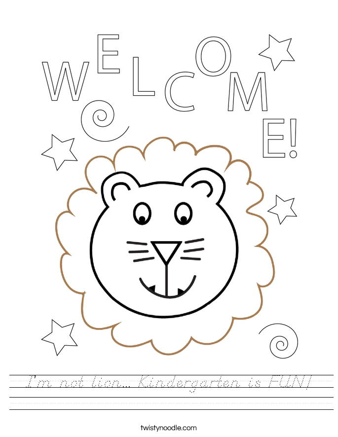 I'm not lion... Kindergarten is FUN! Worksheet