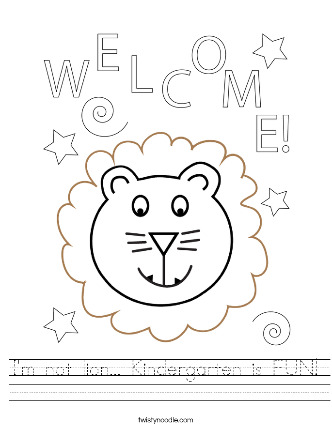 I'm not lion... Kindergarten is FUN! Worksheet