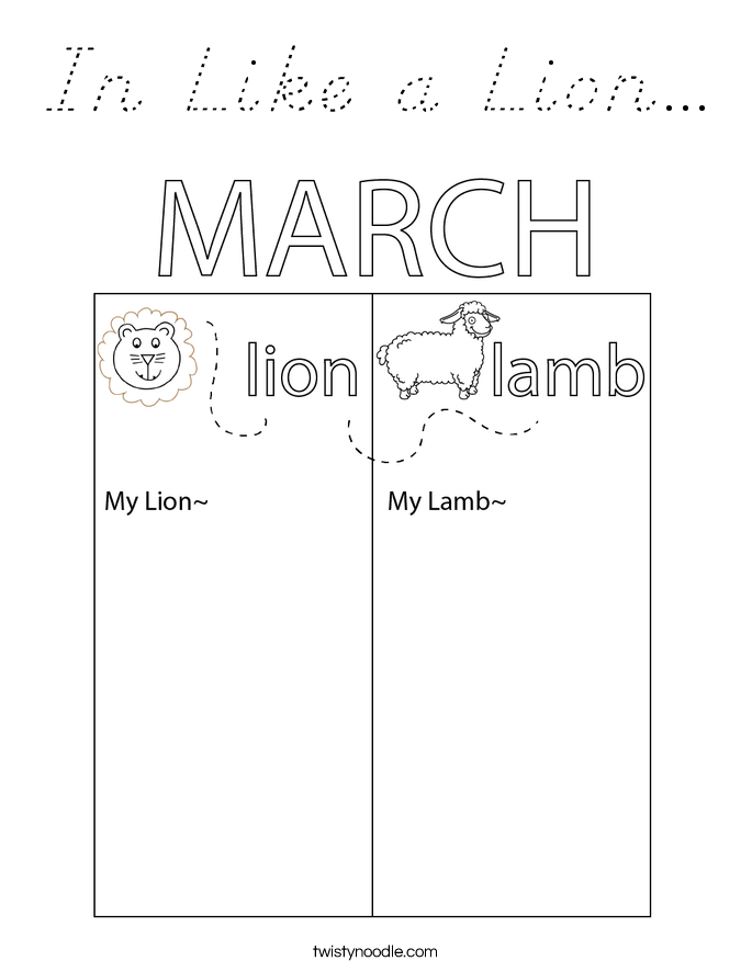 In Like a Lion... Coloring Page