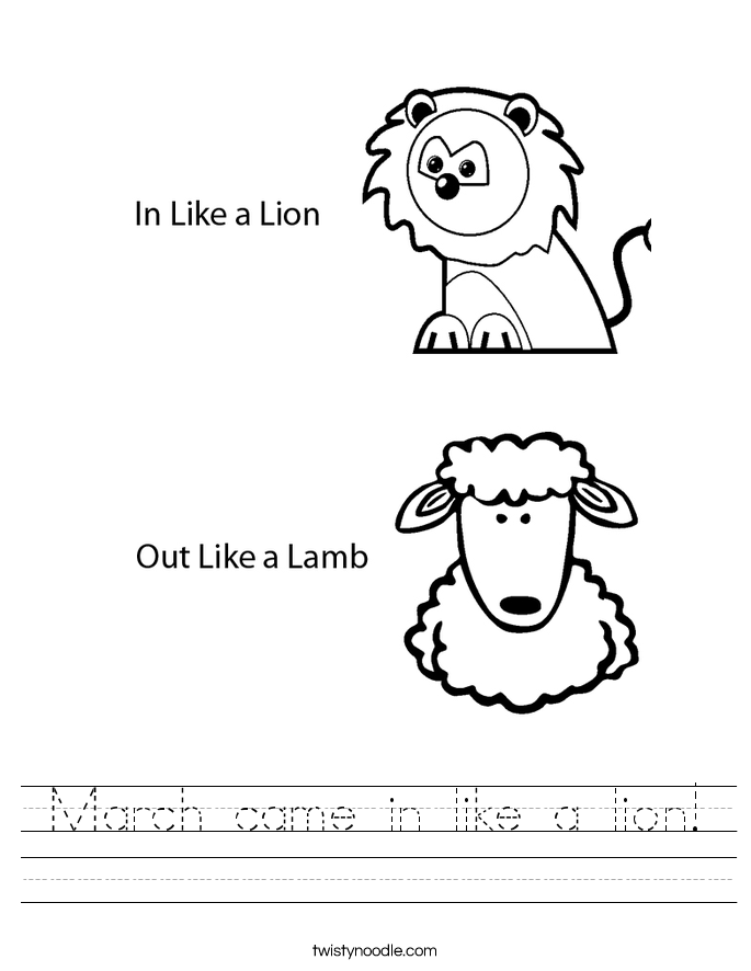 March came in like a lion! Worksheet