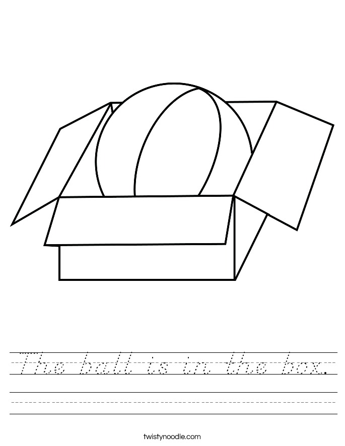 The ball is in the box. Worksheet