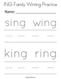 ING Family Writing Practice Coloring Page