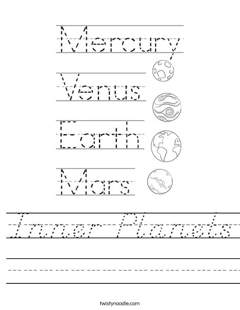 Inner Planets Worksheet