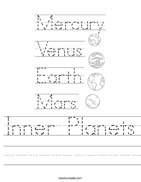 the inner solar system worksheets