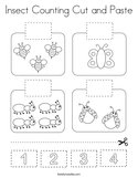 Insect Counting Cut and Paste Coloring Page