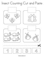 Insect Counting Cut and Paste Coloring Page