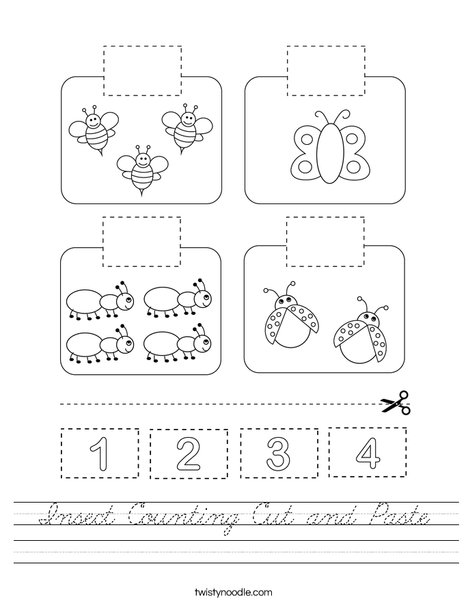 Insect Counting Cut and Paste Worksheet