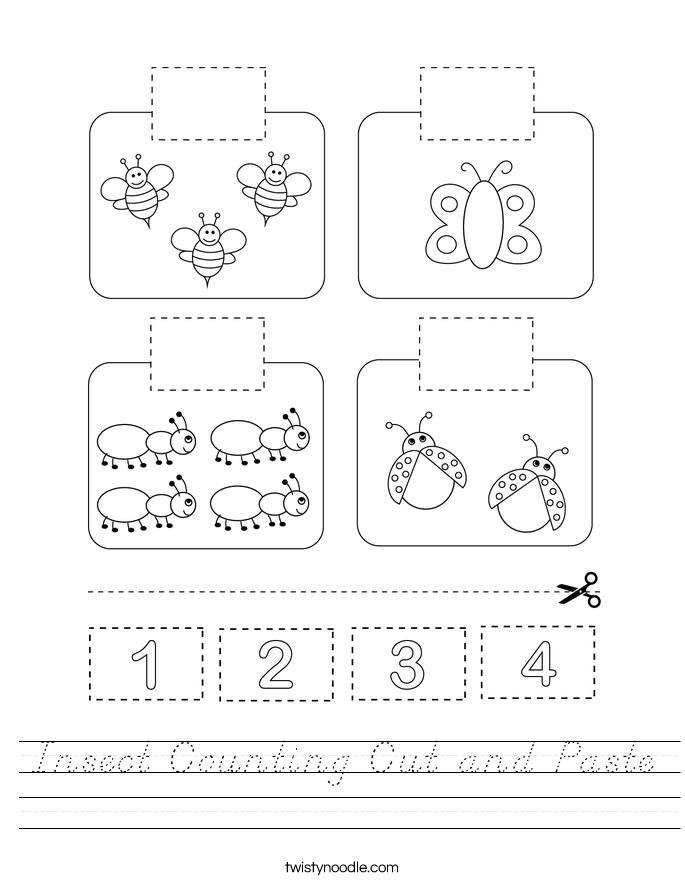 Insect Counting Cut and Paste Worksheet