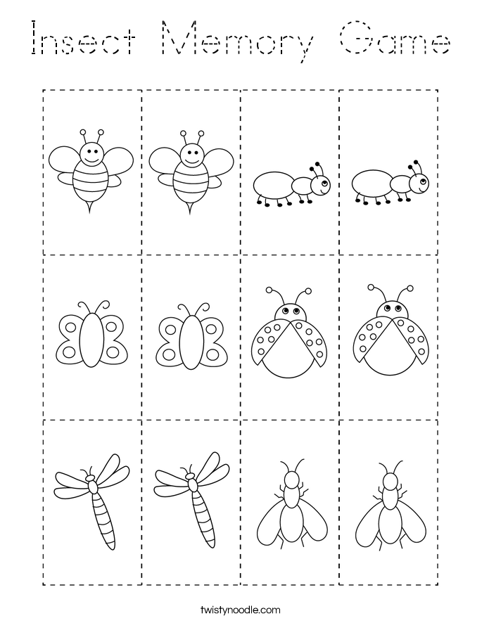 Insect Memory Game Coloring Page