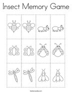 Insect Memory Game Coloring Page