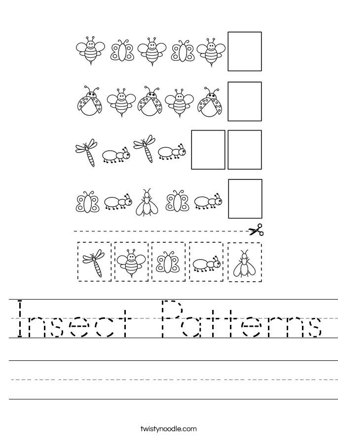 insect patterns worksheet twisty noodle