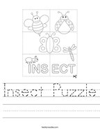 Insect Puzzle Handwriting Sheet