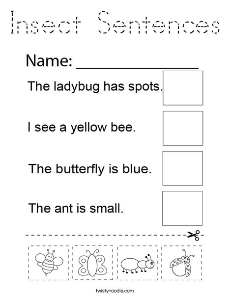 Insect Sentences Coloring Page