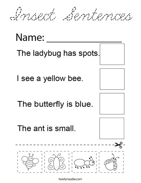 Insect Sentences Coloring Page