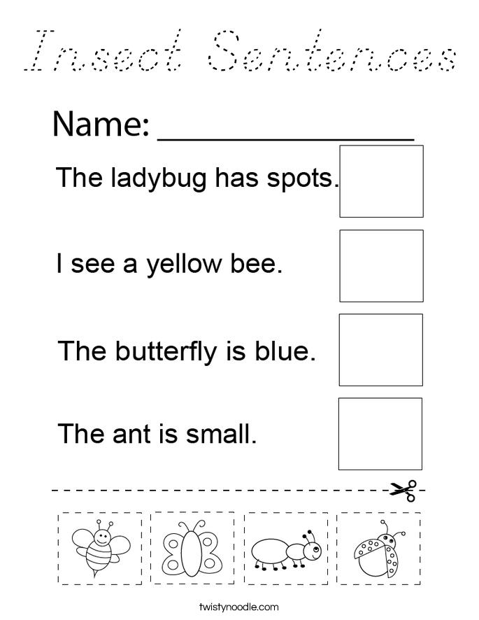 Insect Sentences Coloring Page