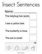 Insect Sentences Coloring Page