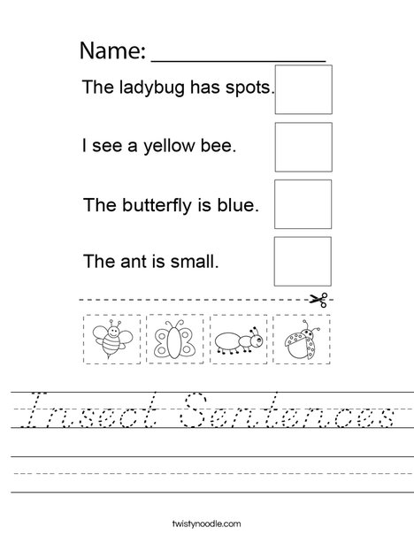 Insect Sentences Worksheet