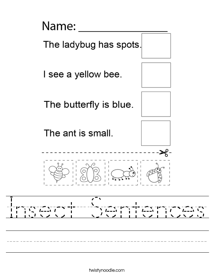 Insect Sentences Worksheet
