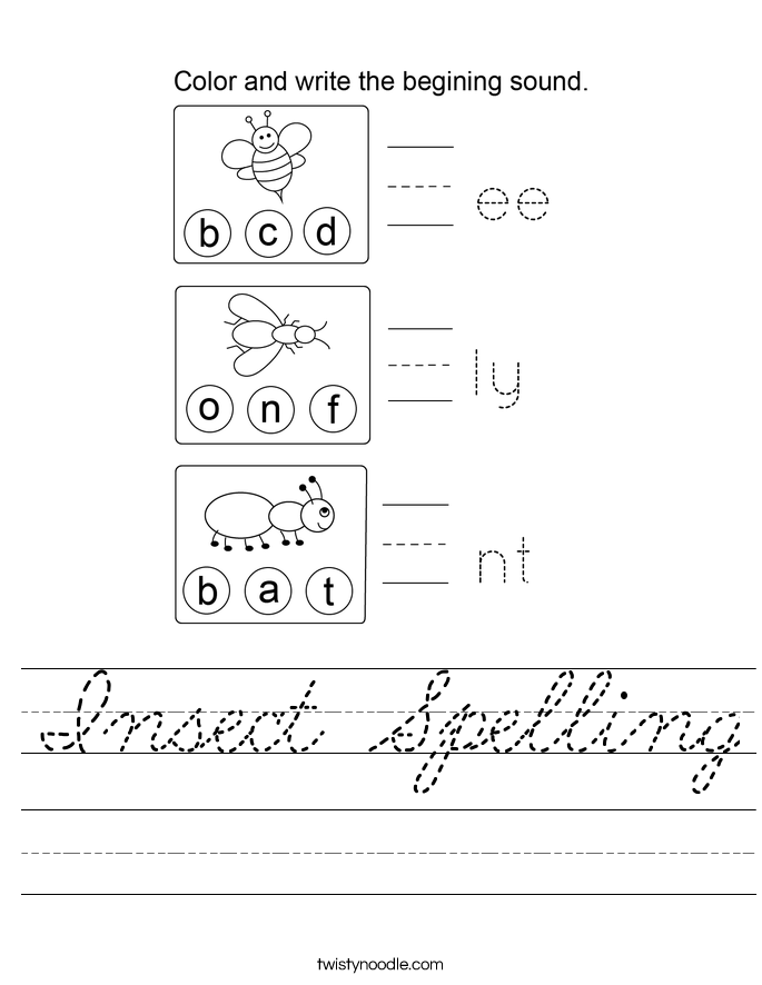 Insect Spelling Worksheet