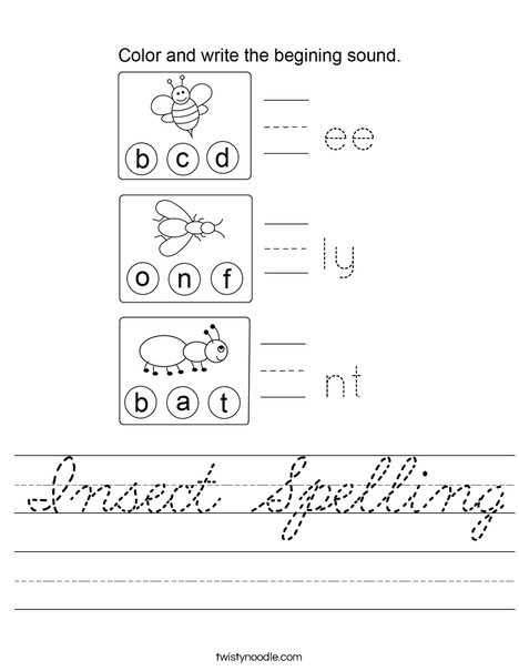 Insect Spelling Worksheet
