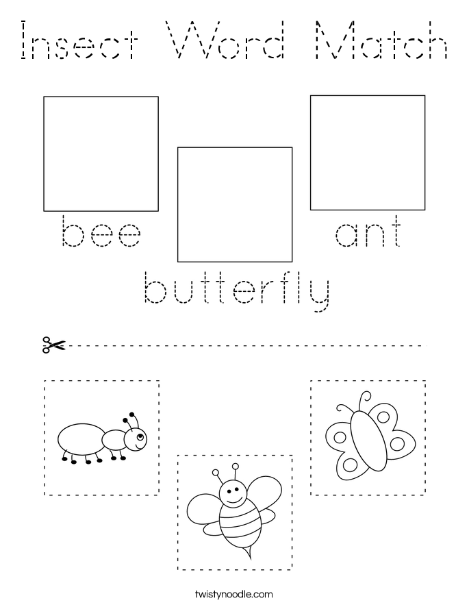 Insect Word Match Coloring Page