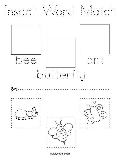 Insect Word Match Coloring Page