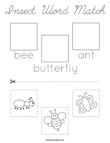 Insect Word Match Coloring Page